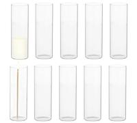 10 Pcs Hurricane Glass Candle Holders, 2.6 x 7.9 in Clear Open Ended Cylinder Candle Holder Sleeve, Versatile Glass Vase for Taper Candles, Weddings, Parties & Home Table Centerpiece Decor