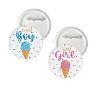 10 Pcs Ice Cream Gender Reveal Button Pins, Team Boy Team Girl Badge Pins, What's The Scoop Ice Cream Gender Reveal Buttons, Pink or Blue Stain Brooch Button for Baby Shower Party Decorations