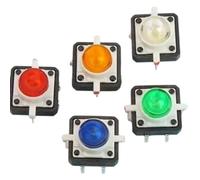 10 Pcs Illuminated Tact 12x12x7.3mm Push Button - Red, Green, Yellow, Blue, White - Momentary Replacement DIY Projects and Electronics