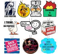 10 Pcs Individually Wrapped Funny Car Air Fresheners, Cute Hanging Air Freshener with Vanilla & Black Ice Scents, Long-Lasting Scented Car Accessories, Funny Meme Gifts for Men & Women