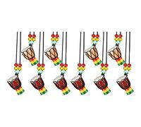 10 Pcs Instrument Necklaces Djembe Drum Mini Pendant African Drum Wooden Necklace Drums and Percussion