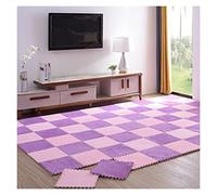 10 Pcs Interlocking Carpet Tiles,Puzzle Floor Mat,12"X12" Plush Foam Floor Mats Set,Soft Climbing Area Rugs for Home Playroom Decoration,10 Tiles/9.7 Sq.Ft,Purple+Pink