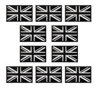 10 PCS Iron on Sew On British Union Jack United Kingdom Flag Embroidered Emblem Patches Great Britain Applique Patch for Clothes Backpack Bags Uniform Caps Tactical Military-Black