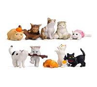 10 Pcs Kawaii Animal Cat Character Toys, Cake Toppers, Cat Figures Collection Playset Desk Decorations