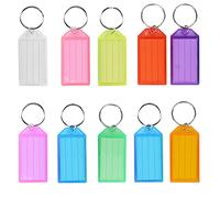 10 PCS Key Tags, Key Fobs Labels Key Rings Name Tag Key Label with Split Ring Paper Plastic Key Tags with Labels Heavy Duty for Luggage Pet Id Name Office 9 Colors