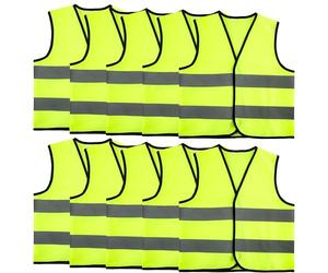 10 Pcs Kids Hi Vis Vests Child High Visibility Reflective Vest Children Hi Vis Safety Vests with Reflective Strips for Kids Outdoor Activities (L)