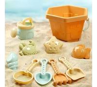 10 Pcs Kids Sand Bucket Shovel Set Beach Sand Play Kit ABS Bucket Shovel Molds Creative Castle Building Toy Summer Watering Can Children Beachs Sands Toy Play Set, for Boy Girl Outdoor