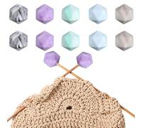 10 Pcs Knitting Needle Stoppers, Hexagon Knitting Needle Point Protectors Silicone Needle End Caps Stitch Stoppers for Knitting Supplies Accessories (5 Colors)