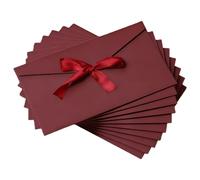 10 PCS Kraft Paper Red Envelopes 22 × 11cm Retro Red Gift Envelopes with Ribbon Gift Card/Voucher Envelope for Invitations, Wedding, Party Greeting, Mother's Day, Valentine's Day (Red)