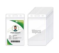 10 Pcs Lanyard Card Holder Clear, Plastic Card Holder, A6 Vertical Extra Large Portrait Id Badge Holders, Double Sided Badge Holders Name Tag Clear, Waterproof Plastic Pocket Pouches 17 X 11.5 Cm