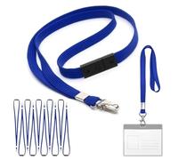 10 Pcs Lanyard Neck Strap, Blue Detachable 2cm Flat Lanyards With Buckle, Pull Quick Release Design ID Lanyard Neck Strap with Metal Clip (Blue)
