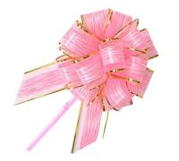 10 Pcs Large Big Pull Bows with Gold Edge - 6 Inch Large Satin Ribbon Organza Hand Pulled Flowers - Wrapping Pull Bow Ribbon for Wedding Cars,Valentine,Birthday,Christmas,Party Decorations (Pink)