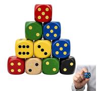10 Pcs Large Dice Set, Wooden Dice in Assorted Colours, 6 Sided Wooden Dice for Board Games, Classroom Activities, Teaching Tools, Party Games and Family Game Night