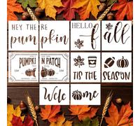 10 Pcs Large Fall Stencils for Door Mats, Reusable Pumpkin Maple Leaves Painting Crafts, Fall Welcome Stencils for Painting On Wood Doormat Wall Decor, Pumpkin.10