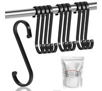 10 PCS Large Heavy Duty S Hooks, 8cm Aluminum S Shaped Hanging Non Slip, Vinyl Coated Multifunction for Kitchen, Bathroom, Office, Hanging Pots and Pans, Coffee Cups (Black, Large)
