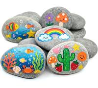 10 Pcs Large Smooth Pebbles for Painting - 2-3 Inch Flat River Rocks, Grey Natural Stone Kit for Rock Art, Craft Projects, Garden Decor, DIY Supplies