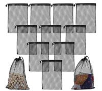 10 Pcs Laundry Bags with Drawstring, Black Mesh 20×30cm Bags for Delicates, Beach, Net, Tote Bag, Sand, Toys, Equipment, Ball, Camping, Clothing Storage for Laundry & Sports