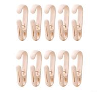 10 Pcs Laundry Hooks with Clips for Clothes Drying - 2-in-1 Towel Hanger Pins PP Plastic Rust Resistant Spring for Bathroom Kitchen Closet Organisation White Pink Brown 8x3cm(Pink)