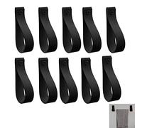 10 Pcs Leather Curtain Rod Holder, PU Leather Wall Hooks Loop, Leather Straps for Hanging Bracket for DIY Home Storage Hook Scarf Towel Holder Boat Paddle Holder Wall Boho Pole Wrap Hangers (Black 10)