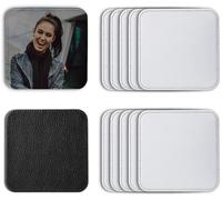 10 Pcs Leather Sublimation Coasters Blanks Bulk with Sewn Edge, 4x4 Inch Thin Sublimation Blank Cup Mat Heat Transfer Press DIY Crafts (Square (10 pcs 4x4 Inch))