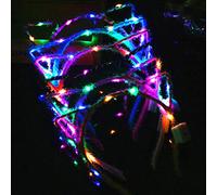 10 Pcs LED Cat Ears Headband Light up Headband for Women Girls Kids Led Hair Accessories with Color Change LED Lights Halloween Party Supplies Rave Accessories(random)