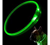 10 PCS LED Dog Collar, USB Rechargeable Flashing Collar for Night Safety, Adjustable, Waterproof, Bright Illuminated Collar for Dogs, One Size Fits All, Green