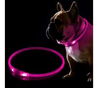 10 PCS LED Dog Collar, USB Rechargeable Flashing Collar for Night Safety, Adjustable, Waterproof, Bright Illuminated Collar for Dogs, One Size Fits All, Pink