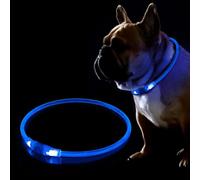 10 PCS LED Dog Collar, USB Rechargeable Flashing Collar for Night Safety, Adjustable, Waterproof, Bright Illuminated Collar for Dogs, One Size Fits All, Blue