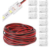 10 pcs LED Light Connector Kit 2 Pin 8mm Includes 1 pcs 10m LED Extension Cable, Gapless Connector for Quick Connect 8mm LED Strip to Wire