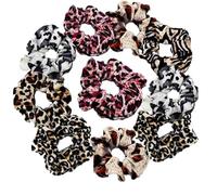 10 Pcs Leopard Hair Scrunchies,Animal Print Elastic Hair Bands,Flannelette Simple,Scrunchy Hair Ties Ropes for Women and Girls