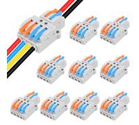 10 Pcs Lever Nuts Wire Connectors 2 in 4 Out，Quick Wiring Cable Connector Push-in Conductor Terminal Block Quick Terminal Blocks Lever Nut Assortment Connectors (2 in 4 Out)