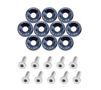 10 PCS License Plate Frame Screw Gasket Set, M6 Gasket Bolt, Car Modification Gasket Screw, License Plate Frame Decoration Gasket (Titanium Black)