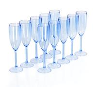 10 Pcs Light Blue Champagne Flutes Plastic Wine Flutes Shatterproof Wine Glasses Set of 10 Wedding Toasting Glasses Crystal Champagne Glasses For Mimosa Cocktail Birthday Anniversary Party 5.4 Oz