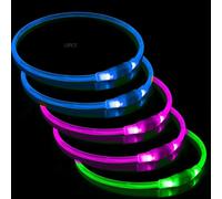 10 PCS Light up Dog Collars for Night, USB Rechargeable Flashing Collar for Night Safety, Adjustable, Waterproof, Bright Illuminated Collar for Dogs, One Size Fits All, Blue+Pink+Green