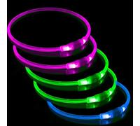 10 PCS Light up Dog Collars for Night, USB Rechargeable Flashing Collar for Night Safety, Adjustable, Waterproof, Bright Illuminated Collar for Dogs, One Size Fits All, Blue+Pink+Green