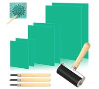 10 PCS Lino Printing Kit Including 6 PCS A4 A5 A6 Lino Sheets 3 Lino Cutting Tools 1 Lino Roller Lino Cutting and Printing Kit for Printmaking Lino Printing Art and Craft