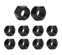 10 Pcs Lock Nuts M12, Stainless Steel Thread Hex Nuts, Black Bright Finish for Machine, Furniture Fastening