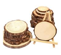 10 Pcs Log Slices Discs with No Hole，Wooden Slices Rustic Wood Slabs，Unfinished Circle Plaque，Party，Pouring Arts Painting Crafts，Coasters (Size:7-8cm（2.8-3.2in）)