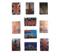 10 pcs London England Collage Photo Foil Fridge Magnets, Collectible Souvenir, Designed in U.K., 55mmx80mm(2.12inchx3.12inch), 2mm thickness