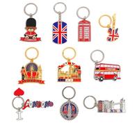 10 Pcs London Souvenirs Gifts, Enamel Keyring Set, England Famous Landmark