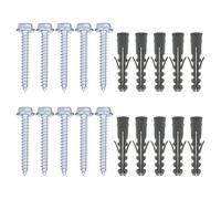 10 Pcs M10 x 50mm Masonry Wall Fixing Plug & Coach Screw Zinc Plated and Washers, Heavy Duty Brick Wall Plug Ideal for TV Aerial Mast Satellite Dish Bracket Shelf Racking Fixing Installation