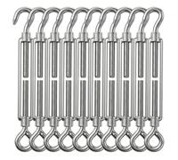 10 Pcs M4 Stainless Steel Turnbuckle Wire Tensioner, Adjustable Hook and Eye Wire Rope Tensioner, Heavy Duty Chain Tensioner for Garden Wire, Climbing Plants