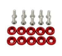 10 PCS M6 Car Modified Fasteners Fender Washer Bumper Engine Concave Screws Fender Washer License Plate Bolts Car Styling Gasket(Red)