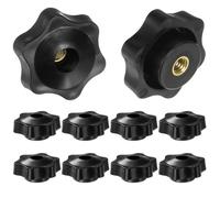 10 Pcs M6 Star Clamping Nuts,M6 Wing Nut,Thumb Handle Screws Tightening Tool Quick Knobs Grip Set Furniture Bolts,Plastic with Copper Replacement for Machine Tools Machines Furniture Fitness Equipment
