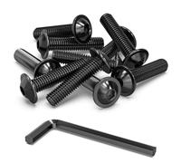 10 Pcs M8 Bolts, M8 x 35mm Flanged Button Head Socket Bolts Screws | Stainless Steel 304, Allen Socket Drive, Black Finish with Hex Spanner