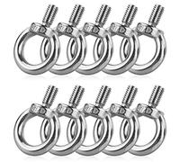 10 Pcs M8 Stainless Steel Lifting Eye Bolts - Hardware Eyebolts, Male Thread Ring Screw for Lifting and Various Engineering Equipment
