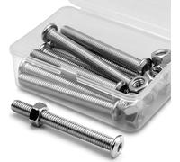 (10 pcs) M8 x 70mm Flat Round Hexagon Socket Head Screws Bolts and Nuts Set 304 Stainless Steel 18-8