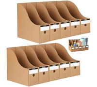 10 Pcs Magazine File Holder with 10 Labels, 26 x 9 x 27cm A4 Paper Folder, Magazines Storage Box, Cardboard Desktop Organizer Rack, Document Dividers, Stationery Organiser for Office, Home, School