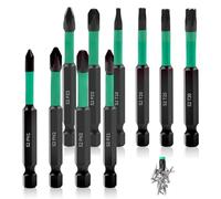 10 Pcs Magnetic Screwdriver Bits, 70mm High Magnetic Drill Bit Set, Magnetics PH2 Impact Driver Bits for PH1 PH2 PH3 PZ1 PZ2 PZ3 T10 T20 T25 T30, Impact Screwdriver