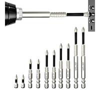 10 Pcs Magnetic Screwdriver Drill Bit Set - Strong Hold Bits with Anti-Slip Design for Drills & Screwdrivers - Easy Screw Pick-Up for DIY, Furniture & Car (25-100mm)